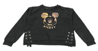 Antracitová melírovaná crop mikina s Mickeym Primark
