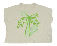 Smetanové crop tričko s palmou Zara