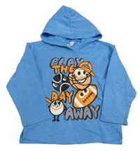 Modrá mikina s obrázky a kapucí H&M