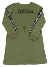 Khaki teplákové šaty s nápisem Y.F.K.