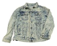 Modro-béžová plísňová riflová bunda s kapsičkami