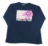 Tmavomodré triko s potiskem 