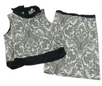 2 set - šedo-bílý vzorovaný úpletový top + sukně River Island