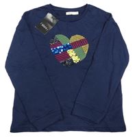 Nové - tmavomodrá lehká mikina s barevným srdcem sfera