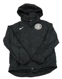 Černá šusťáková sportovní funkční bunda s logem a kapucí Nike