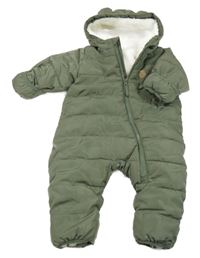 Khaki šusťáková zimní kombinéza s kapucí H&M