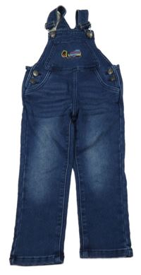 Tmavomodré laclové rifle s výšivkou Pocopiano