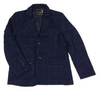 Tmavomodré kostkované společenské sako 