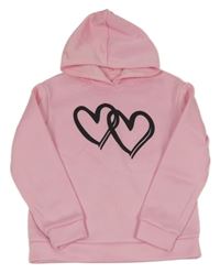 Světlerůžová mikina se srdíčky a kapucí 