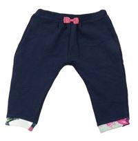 Tmavomodré žebrované teplákové kalhoty s mašlí baker