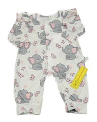 Nové - bílo-šedý overal se slony Shein