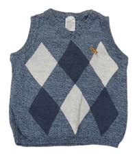 Modrá pletená károvaná vesta H&M