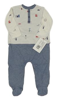 Nové - modro-bílý overal s auty Mamas&Papas
