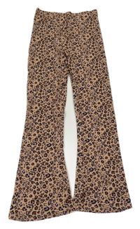 Hnědo-černé leopardí žebrované flare legíny George
