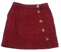 Tmavočervená manšestrová propínací sukně Matalan
