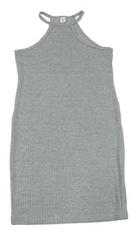 Šedé melírované žebrované úpletové šaty Shein