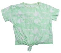Zeleno-bílé batikované crop tričko s uzlem H&M
