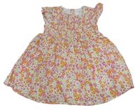 Bílo-růžovo-oranžové květované šaty Primark