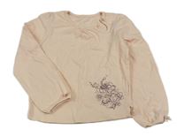 Světlerůžové triko s květem Mothercare