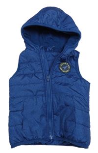 Tmavomodrá šusťáková zateplená vesta s dinem a kapucí Impidimpi