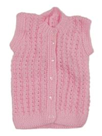 Růžová vzorovaná propínací vesta 