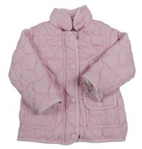 Světlerůžová šusťáková zateplená bunda se srdíčky Yd.