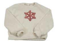 Bílá plyšová mikina s vločkou z flitrů Shein