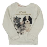 Bílá plyšová mikina se zvířátky H&M