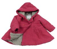 Fuchsiový podšitý svetrový kabátek s kapucí Vertbaudet