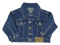 Tmavomodrá riflová crop bunda 