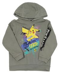 Šedá mikina s Pikachu a kapucí 