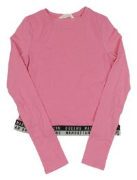 Růžové crop triko s nápisy H&M