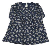 Tmavomodro-béžové květované šaty F&F