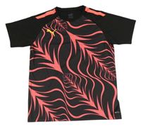Černo-neonově růžové vzorované sportovní tričko Puma 