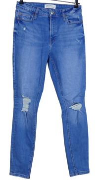 Dámské světlemodré skinny rifle s dírami Primark 
