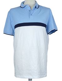 Pánské světlemodro-bílé polo tričko s pruhem Primark