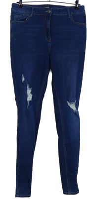 Dámské tmavomodré skinny rifle s prošoupáním Denim 