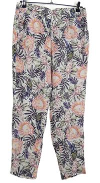 Dámské bílé květované volné kalhoty H&M
