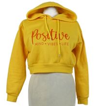 Dámská okrová crop mikina s  nápisem a kapucí Shein 