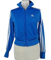 Dámská safírová sportovní propínací crop mikina s pruhy Adidas 