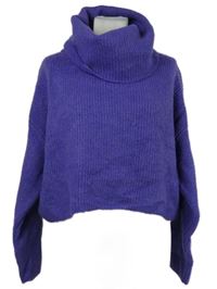 Dámský fialový crop svetr s rolákem Primark 