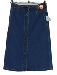 Nové - Dámská modrá riflová propínací midi sukně TU 