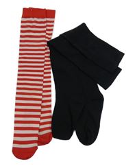 Nové - 2x Dámské černé + červeno-bílé pruhované nadkolenky vel. 36-38