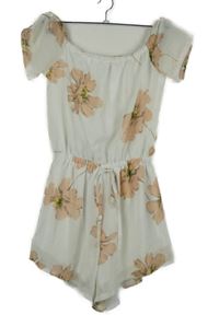 Dámský bílo-růžový květovaný šifonový letní overal 