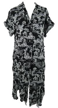 Dámské černo-bílé vzorované košilové šaty s opičkami Peacocks 