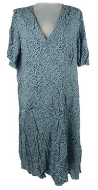 Dámské světlemodro-černé vzorované midi šaty Papaya 