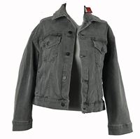 Dámská šedá riflová crop bunda s nápisem 