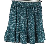 Dámská tyrkysová kytičkovaná sukně s volánky Shein 