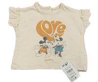 Béžové tričko s Mickey Mousem a Minnie George