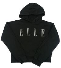 Černá crop mikina s nápisem a kapucí Elle